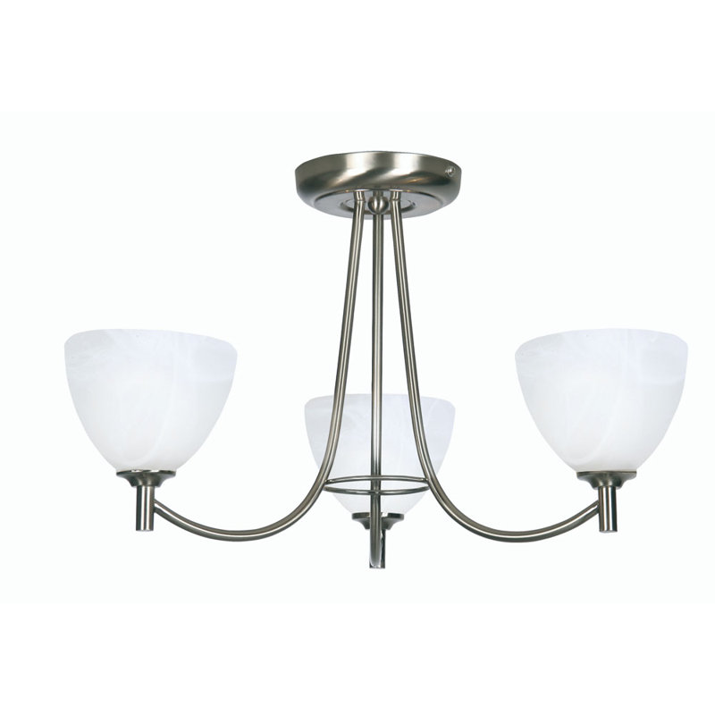 Hongshuo Frosted Glass Semi Flush Mount, Antique Chrome