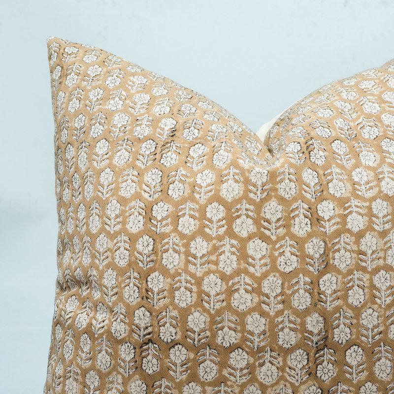 Coussin décoratif en coton fabriqué à la main fabivine - Tulsi Buti, H 16 po x l 16 po