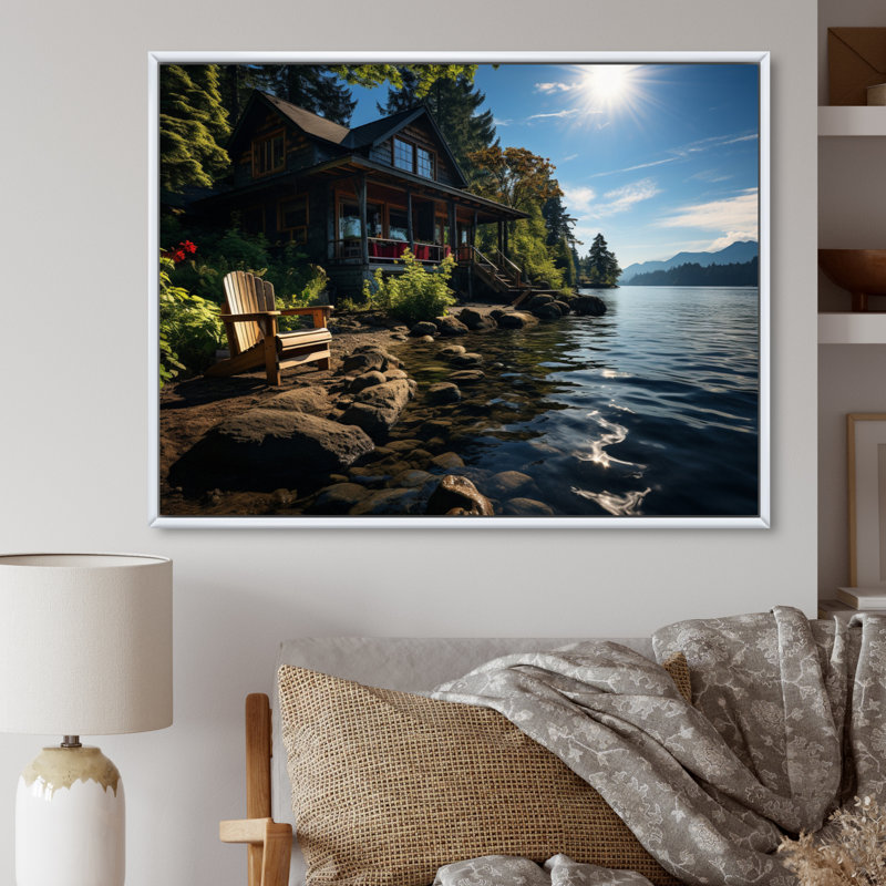 Lakehouse Haven I - décoration murale Lakehouse, H 34 po x l 44 po, Cadre flottant blanc