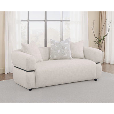 Causeuse en tissu à accoudoirs arrondis beige Jeanette