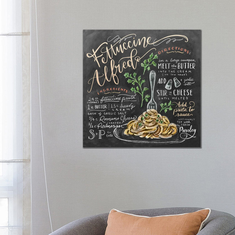 Fettuccine Alfredo Recipe - Print on Canvas, Wrapped Canvas, 66.04 cm H x 66.04 cm W x 1.91 cm D