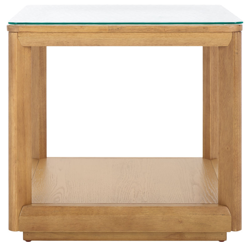 Charde Glass Top End Table, Natural