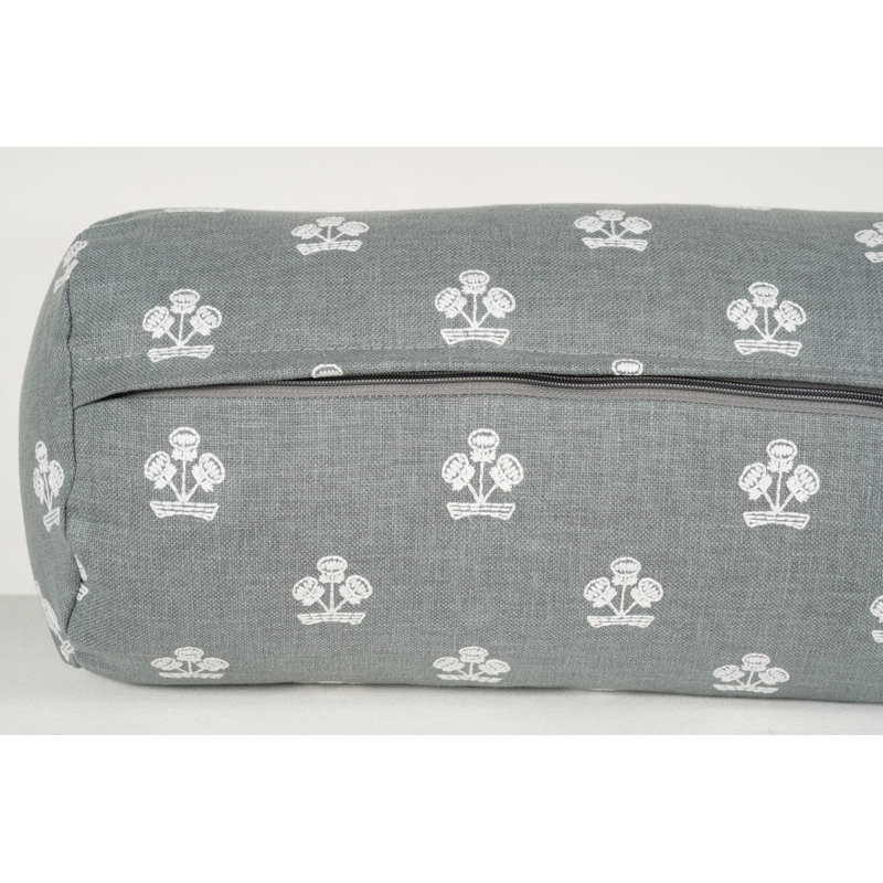 Coussin décoratif Birch Lane, Polyester, Traversin H 8 po x l 21 po, Slate Blue Floral