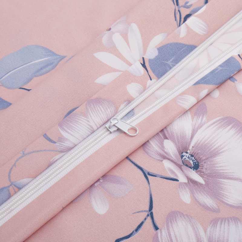 Ensemble de housse de couette avec housse de couette 4 pièces en rayonne de bambou Marina, Mauve / blanc / bleu / rose floral