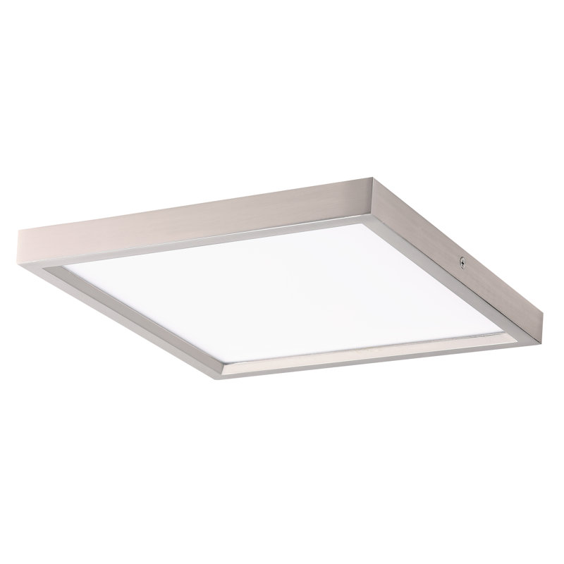 Plafonnier encastré 1 lumière DEL Khelen, Nickel brossé, H 1 po x l 11 po x P 11 po