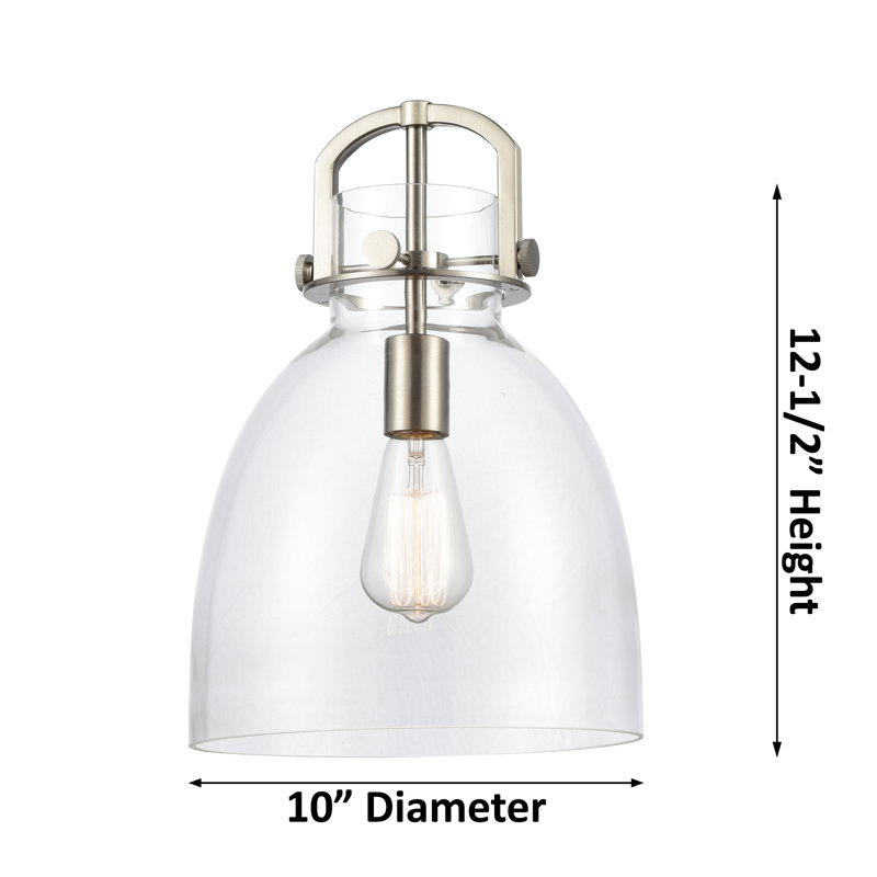 Luminaire suspendu à 1 tige Adae, H 11,75 po x l 10 po x P 10 po, Nickel satiné