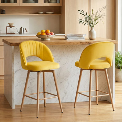 360°Swivel Upholstered Counter Stools With Backrest