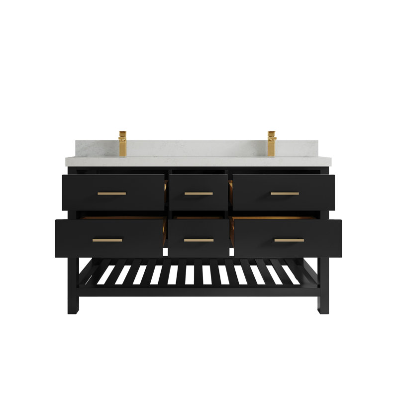 Parker 60 po X P 22 po De salle de bain, Quartz de Carrare