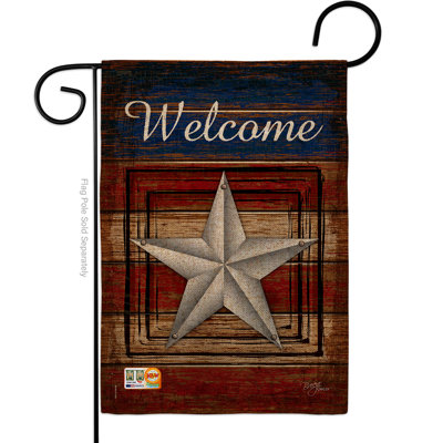 Breeze Decor G161066-Db Welcome Vintage Burlap Americana Patriotic Impressions Decorative Vertical 13" X 18.5" Double Sided Garden Flag