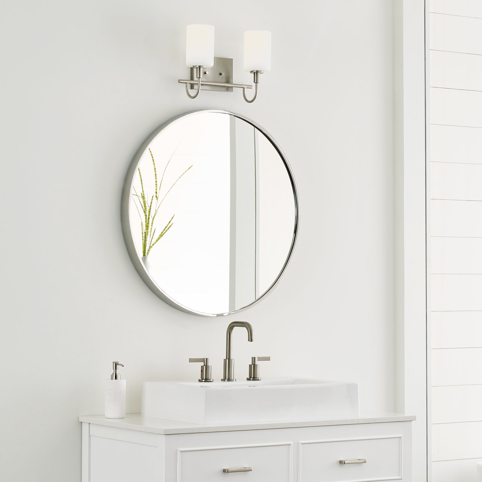 Rowley 2-Light Dimmable Vanity Light, Brushed Nickel