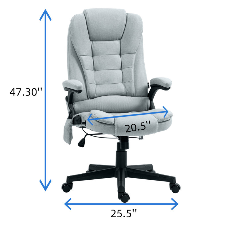 Fauteuil de bureau à 6 points de massage vibrant gris clair chauffant