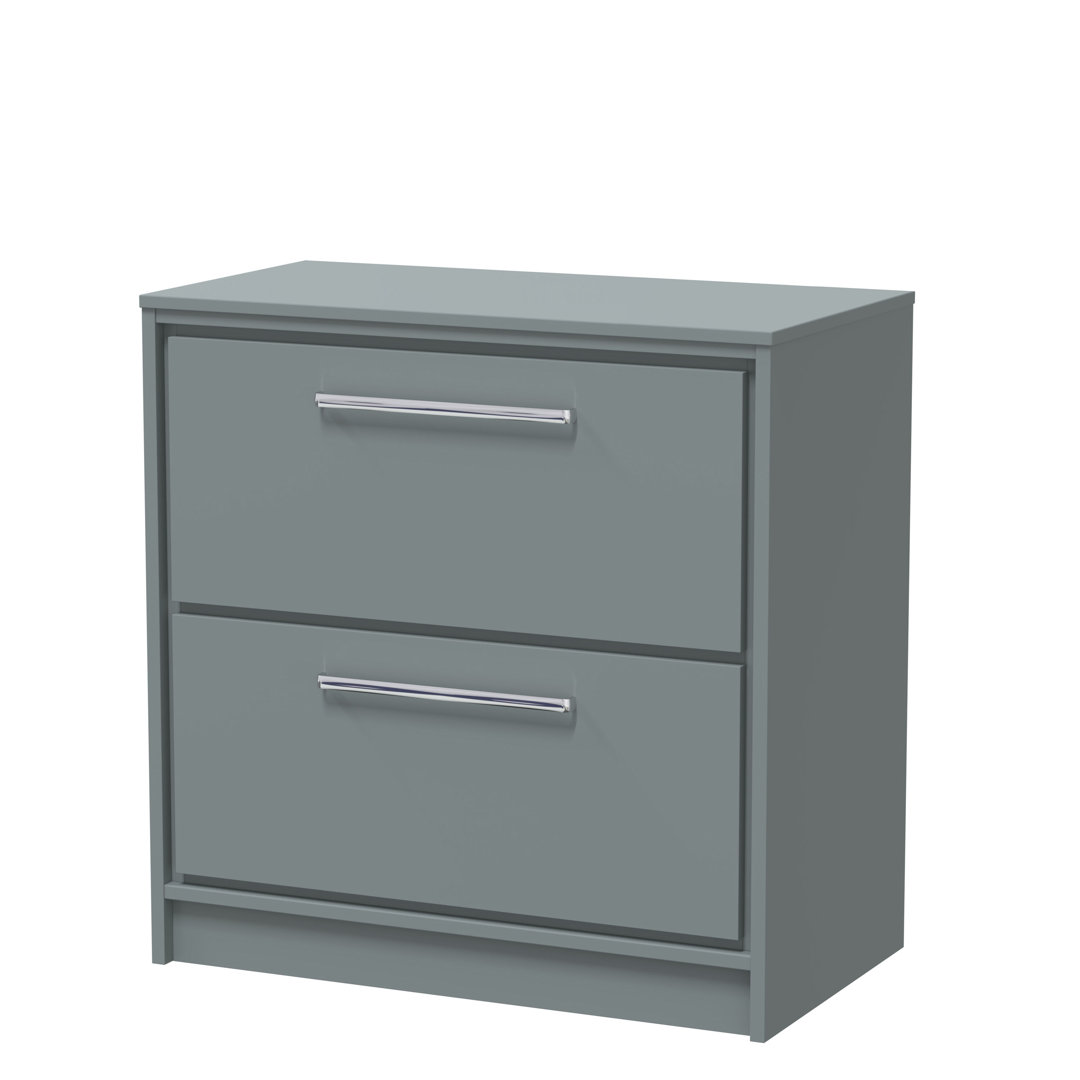 Hudson Reed Lille 600mm Fern Green 2 Drawer Floor Standing Vanity Unit With Co-ordinating Worktop