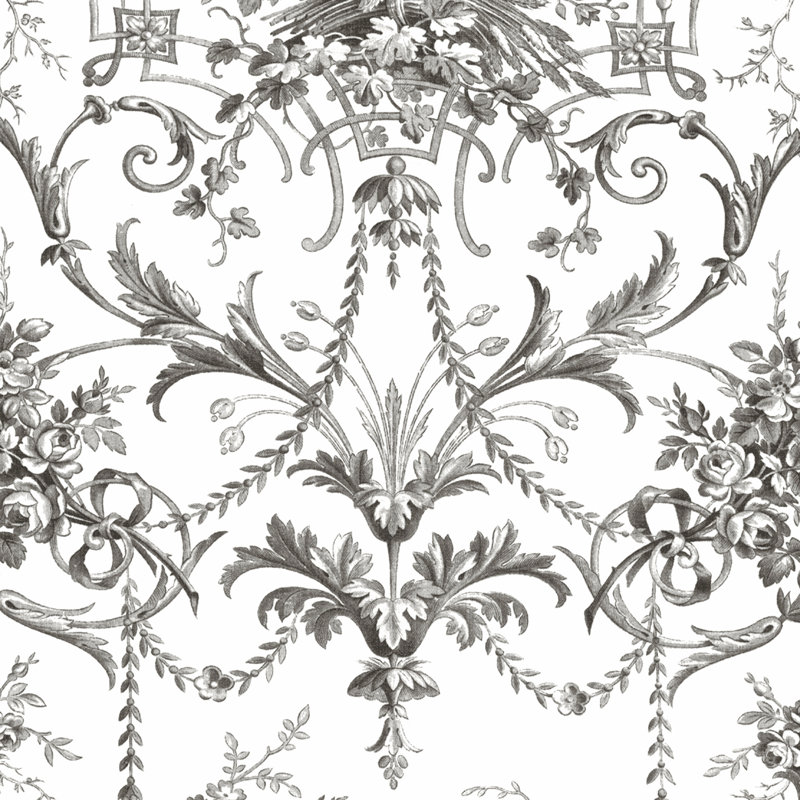 Laura Ashley Tuileries Charcoal Grey Wallpaper, Gray