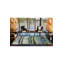 Tapis bleu clair tissé à la machine-686492480