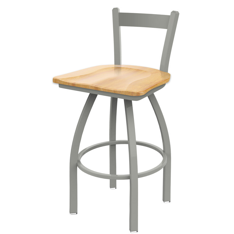 Tabouret de comptoir pivotant 821 Catalina, Bois - Érable naturel, Nickel anodisé