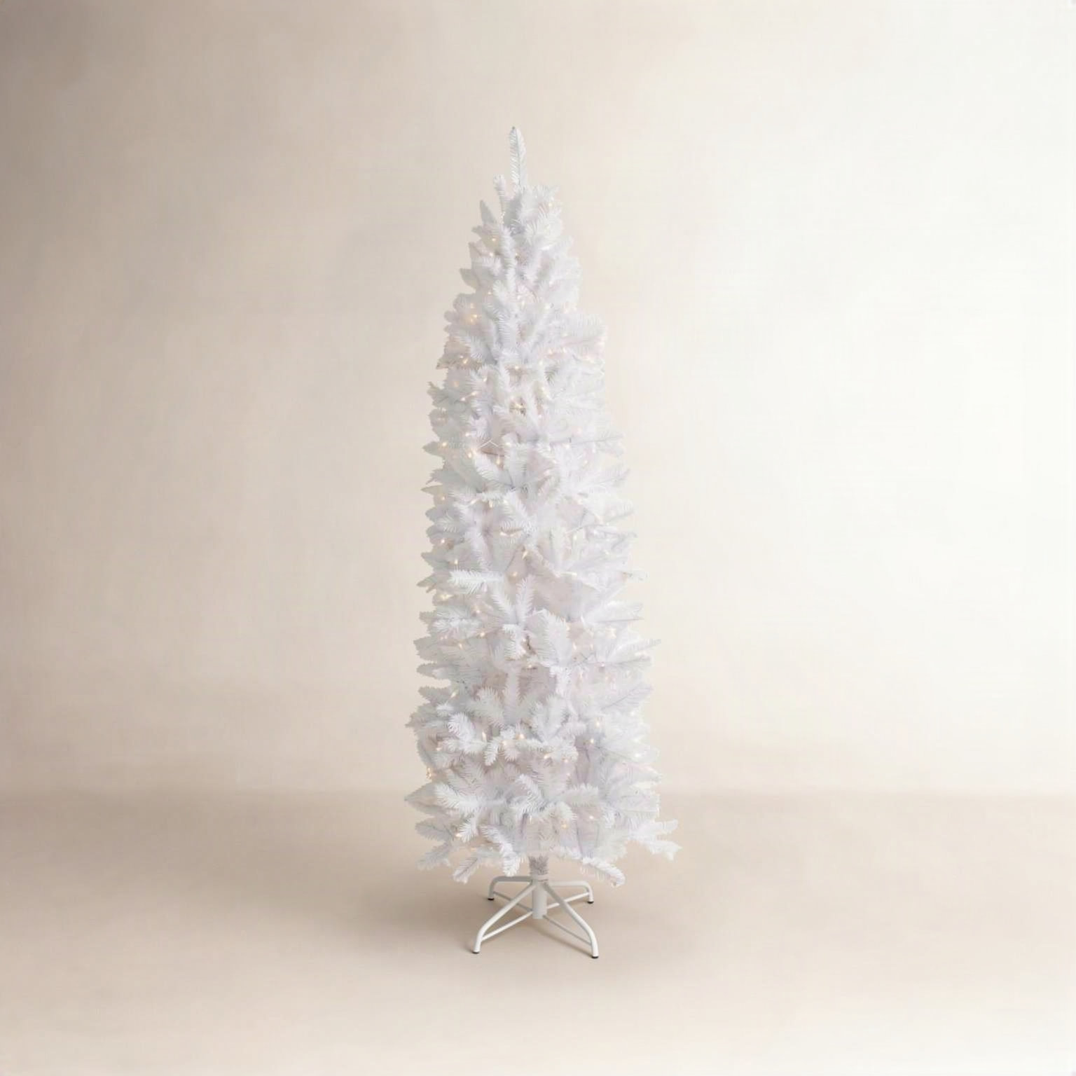 White Pre-Lit Pine Christmas Tree, 7.5' H