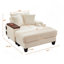 Fauteuil multifonctionnel en velours côtelé avec repose-pieds, haut-parleur Bluetooth, porte-gobelet, ports USB et plateau pivotant à 180 °