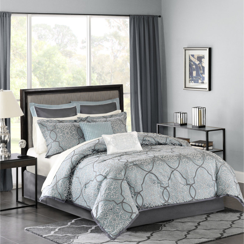 Édredon très grand avec draps en coton bleu - Ensemble de 12 pièces en tissu