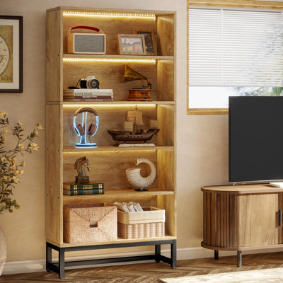 Glasford 70.9'' H X 31.5'' W Tall Bookcase, 5-Tier Storage and Display Shelf