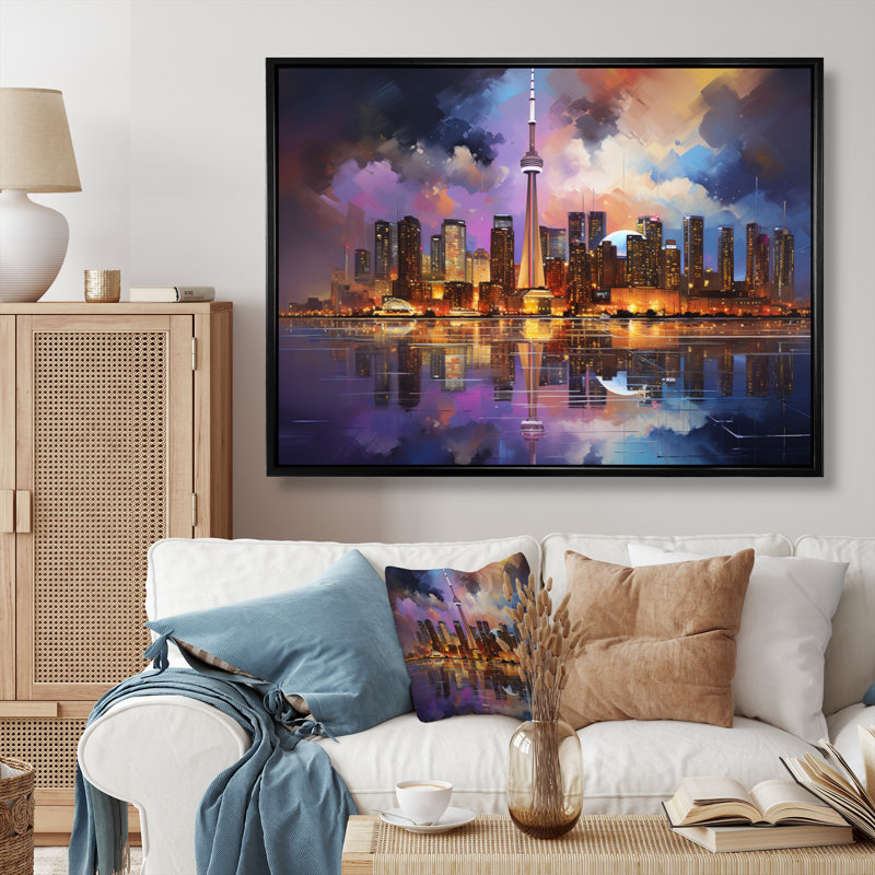 " Canada Toronto Reflections II ", Black Floater Framed, 34" H x 44" W x 1.5" D