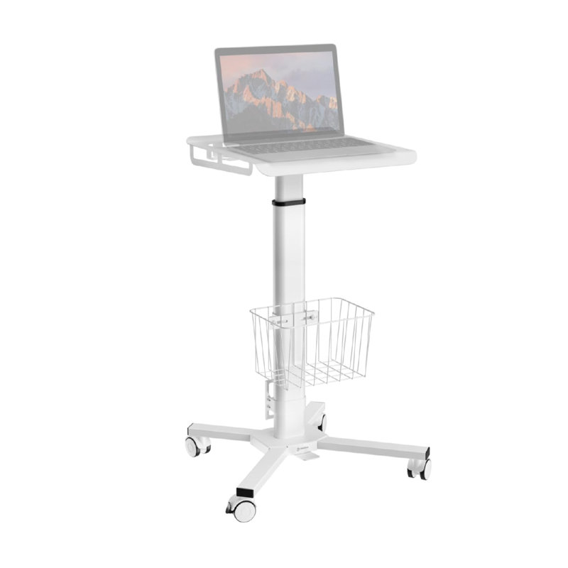 Mobile Laptop Cart On Wheels With Load Up To 17.6 Lbs, Height Adjustable Side Table With Wheels & Storage, Portable Workstation For Laptop/Small Rolling Desk For Couch White