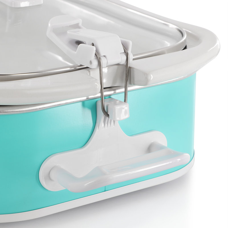 MegaChef 3.5 Quart Casserole Slow Cooker with 3 Temperature Settings, Teal