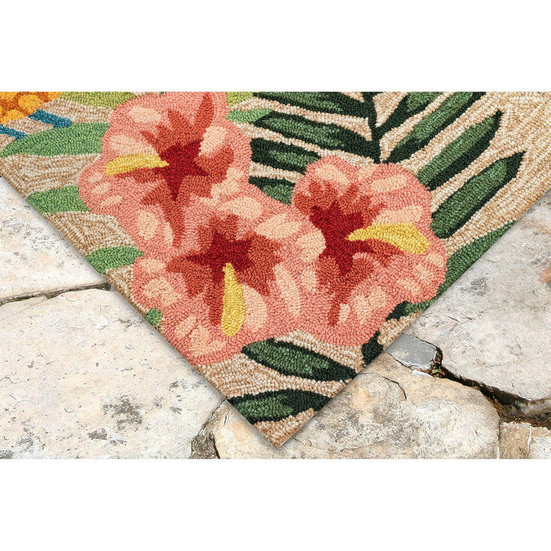 Demirhan Floral Handmade Tufted Ivory Area Rug, Rectangle 2' x 3'