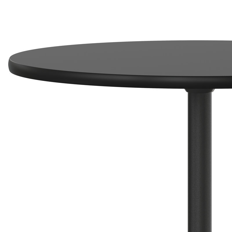 Marrel Round Wood Cocktail Table with Columns, 42" H x 24" L x 24" W, Black, Black