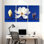 Magnolia Magnolia Bloom sur fond bleu, ensemble de 3 impressions sur toile