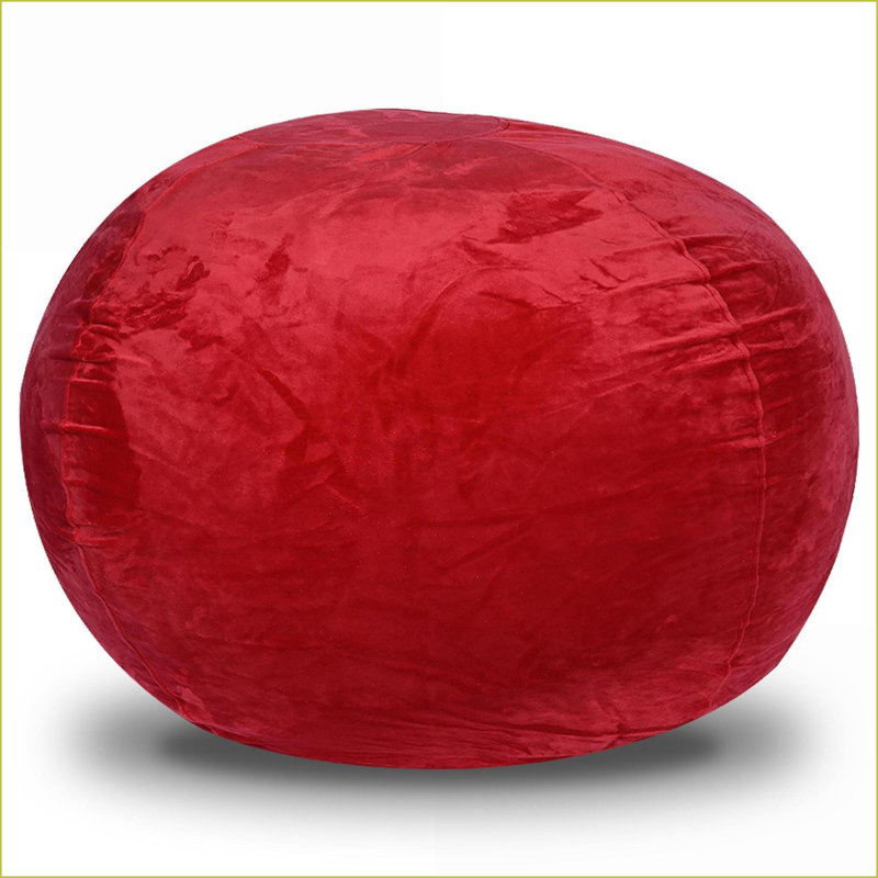 4ft Minky Velvet Bean Bag Chair for Adults &amp; Kids – Washable Cover, Foam Filling | Red | Velvet, 30" H x 45" W x 45" D