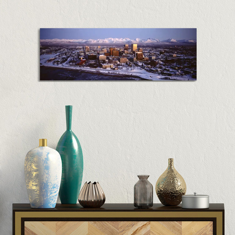 Anchorage At The Base Of Chugach Mtns AK USA - Wrapped Canvas Panoramic Print, 30.48 cm H x 91.44 cm W x 1.91 cm D