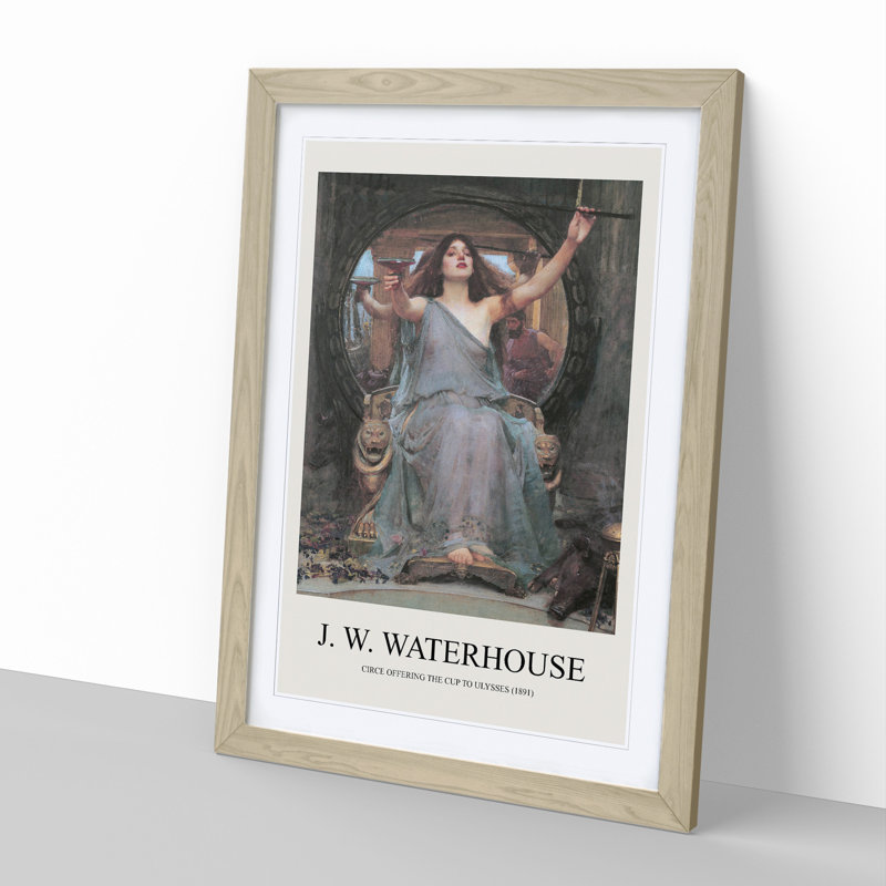 Circe Offering the Cup to Odysseus by John William Waterhouse - Picture Frame Art Prints, Oak, 48cm H x 36cm W x 2cm D
