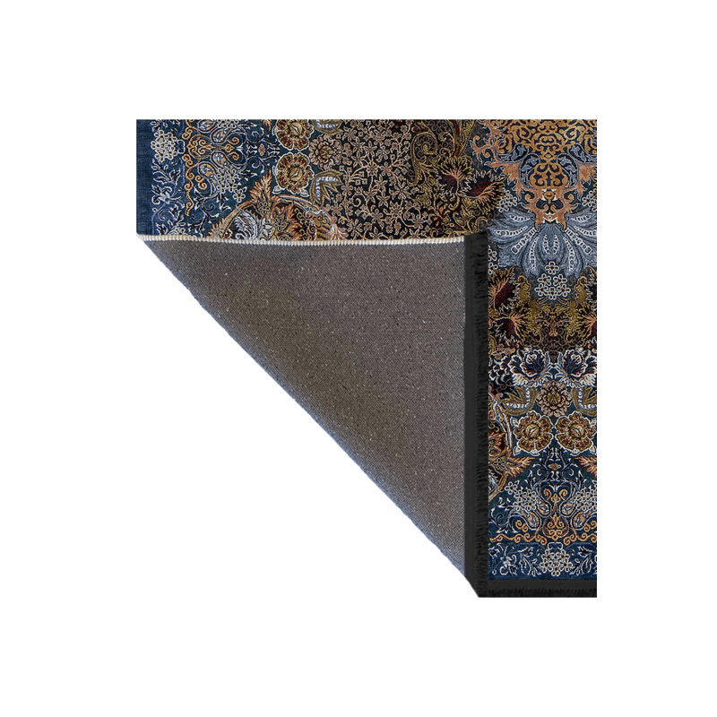 Tapis décoratif multicolore bleu marine, Tapis de couloir 3 pi 3,37 po x 6 pi 6,74 po
