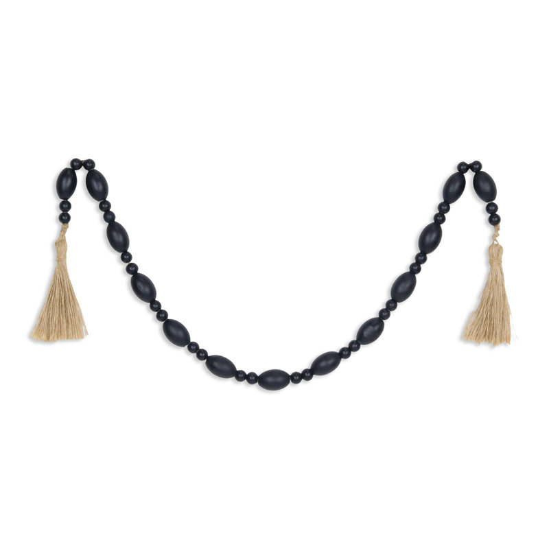 36" Dark Blue Wood Hand Painted Decorative Tassel