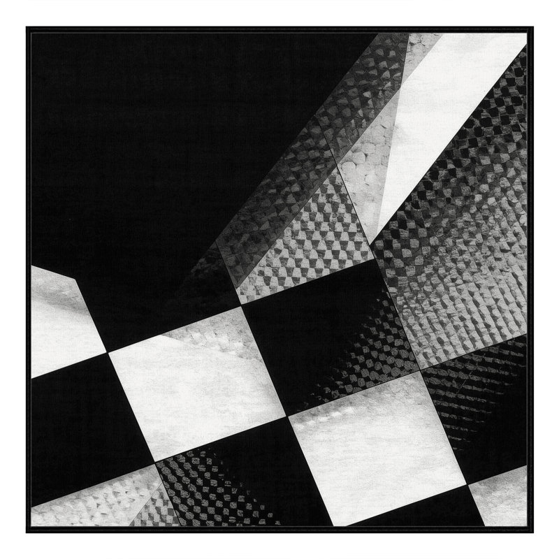 Tapis à carreaux gris et noir moderne et contemporain lavable à la machine, Carré 5 pi