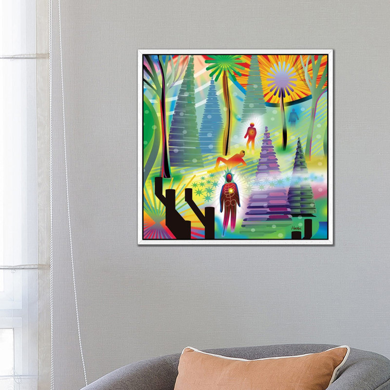 What Am I? by Charles Harker - Print on Canvas, 66.04cm H x 66.04cm W x 3.81cm D, White Framed
