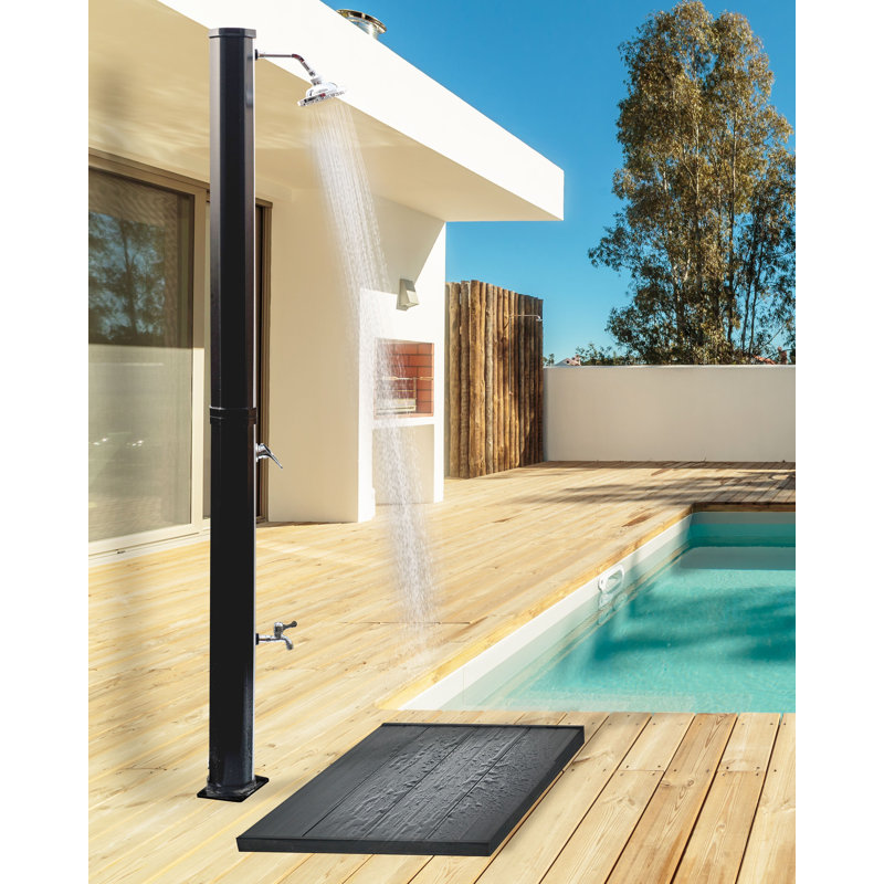 TOPOCALMA Solar Powered Temperature Controlled Stainless Steel Free Standing Outdoor Shower and Footwash Spout
