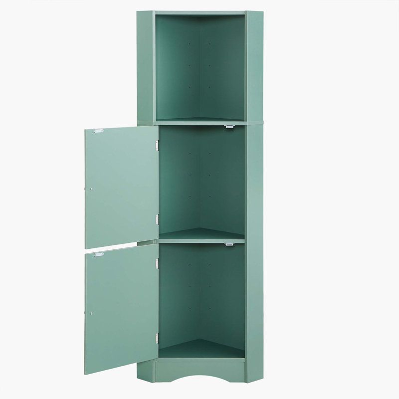 Freestanding Corner Storage Cabinet For Bathroom Living Room, Green