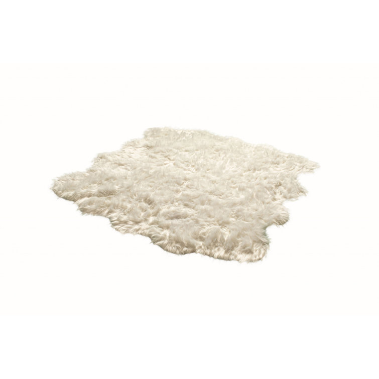 Arlett Off White Faux Sheepskin Washable Area Rug