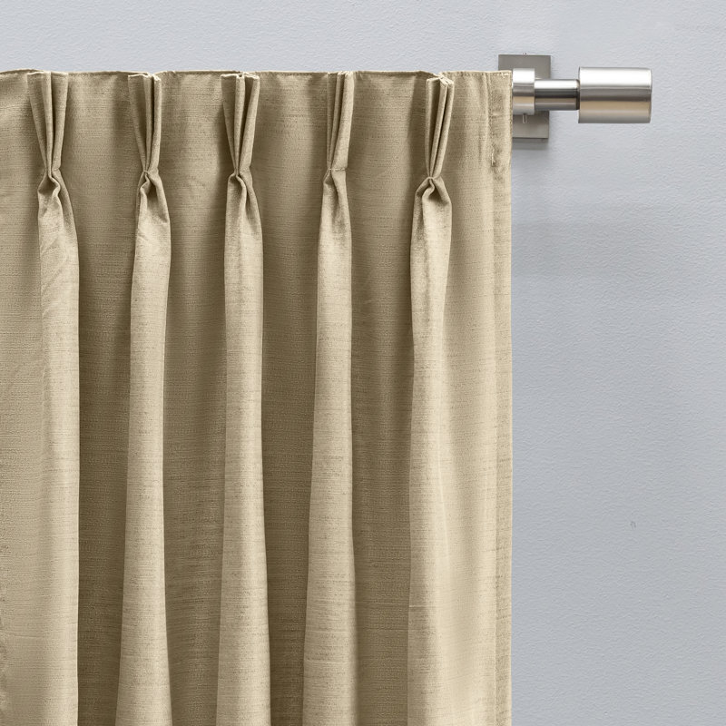 Switi Premium Pinch Pleat Pair Room Darkening Curtains w/ Back Tabs, Ivory, 50" W x 63" L