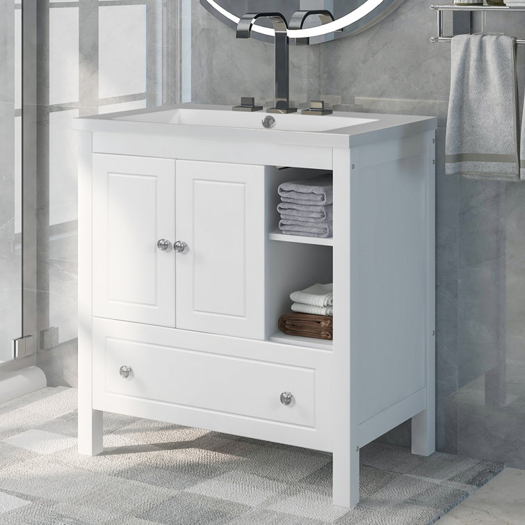 Ronning 30 Bathroom Vanity with Single Sink-Combination Under Counter Sink and Storage Cabinet Vanity Winston Porter Base Finish: White