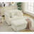 Minimalist Chaise Lounge, 47.7'' Beige Corduroy Deep Seat with Movable Ottoman &amp; 2 Pillows | 1-Seater | Compact-2147299654