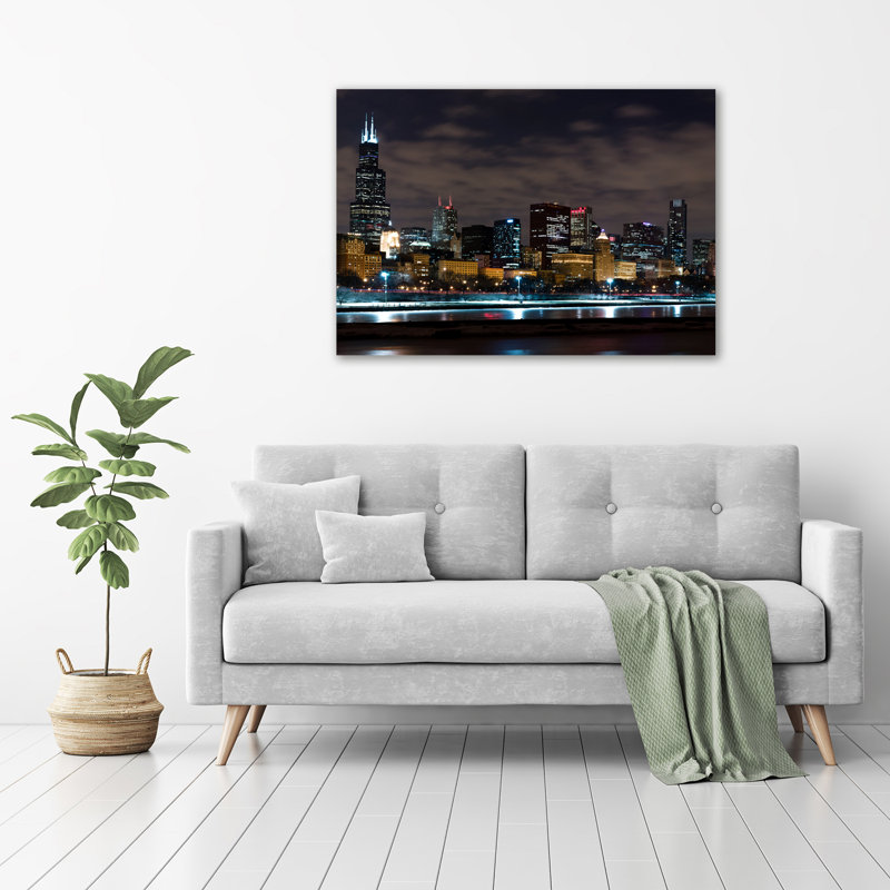 Chicago By Night - Wrapped Canvas Print