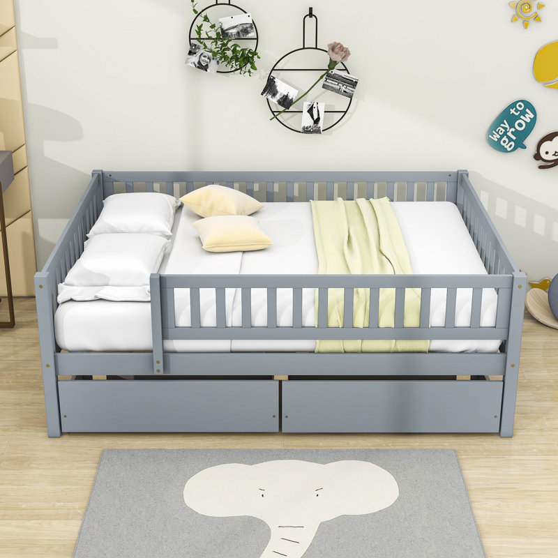 Lit de jour en bois Fairbury, gris, Double