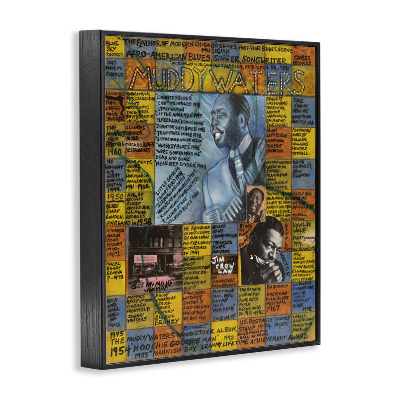 «Muddy Waters Collage», estampe numérique encadrée par Sabin, H 30 po x l 24 po, Giclée encadrée noir minuit