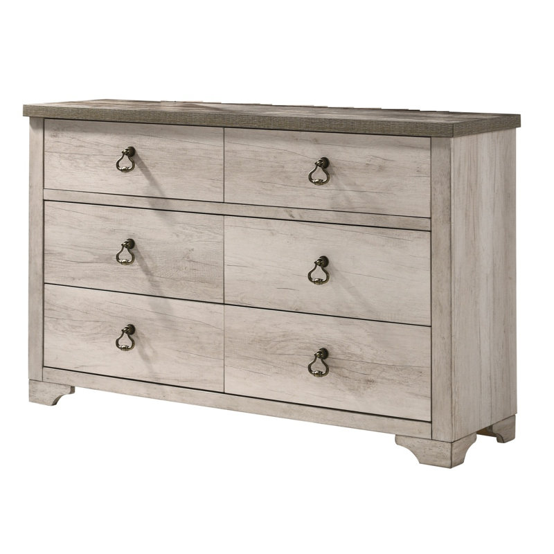 Commode 6 tiroirs style vieilli 1Pc