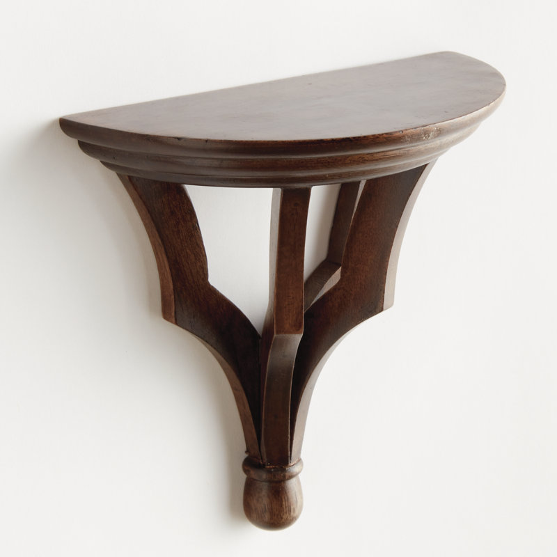 Gianinna Half-circle Mango Bracket Shelf, Brown, 7" H x 7.75" W x 3.75" D