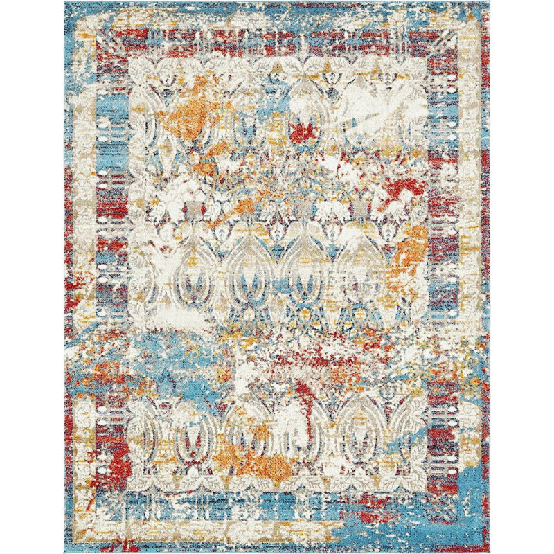 Tapis oriental ivoire / bleu / rouge Murawski, Rectangle 9 pi x 12 pi