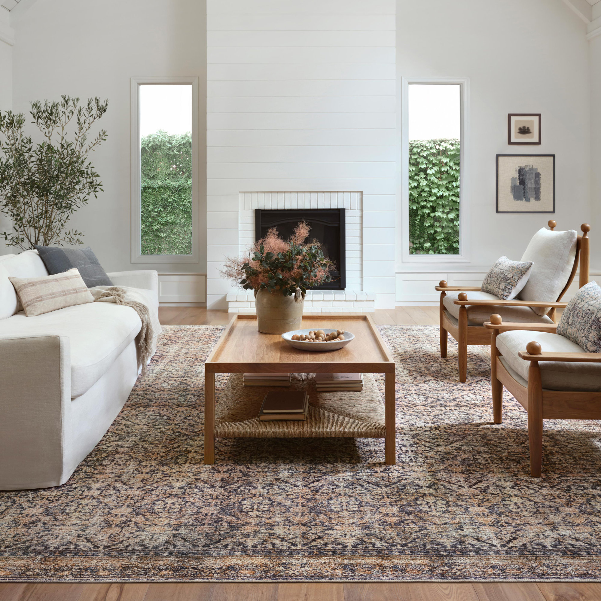 Billie Oriental Ink / Salmon Area Rug, Rectangle 6' x 9'