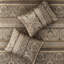 Courtepointe pour lit double / grand lit - brun et or, motifs de feuilles, détails du coussin de broderie, coutures réversibles de qualité brun / or, coussins décoratifs-126060006